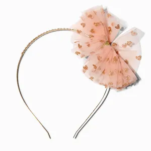 Claire's Club Glitter Heart Tulle Bow Headband