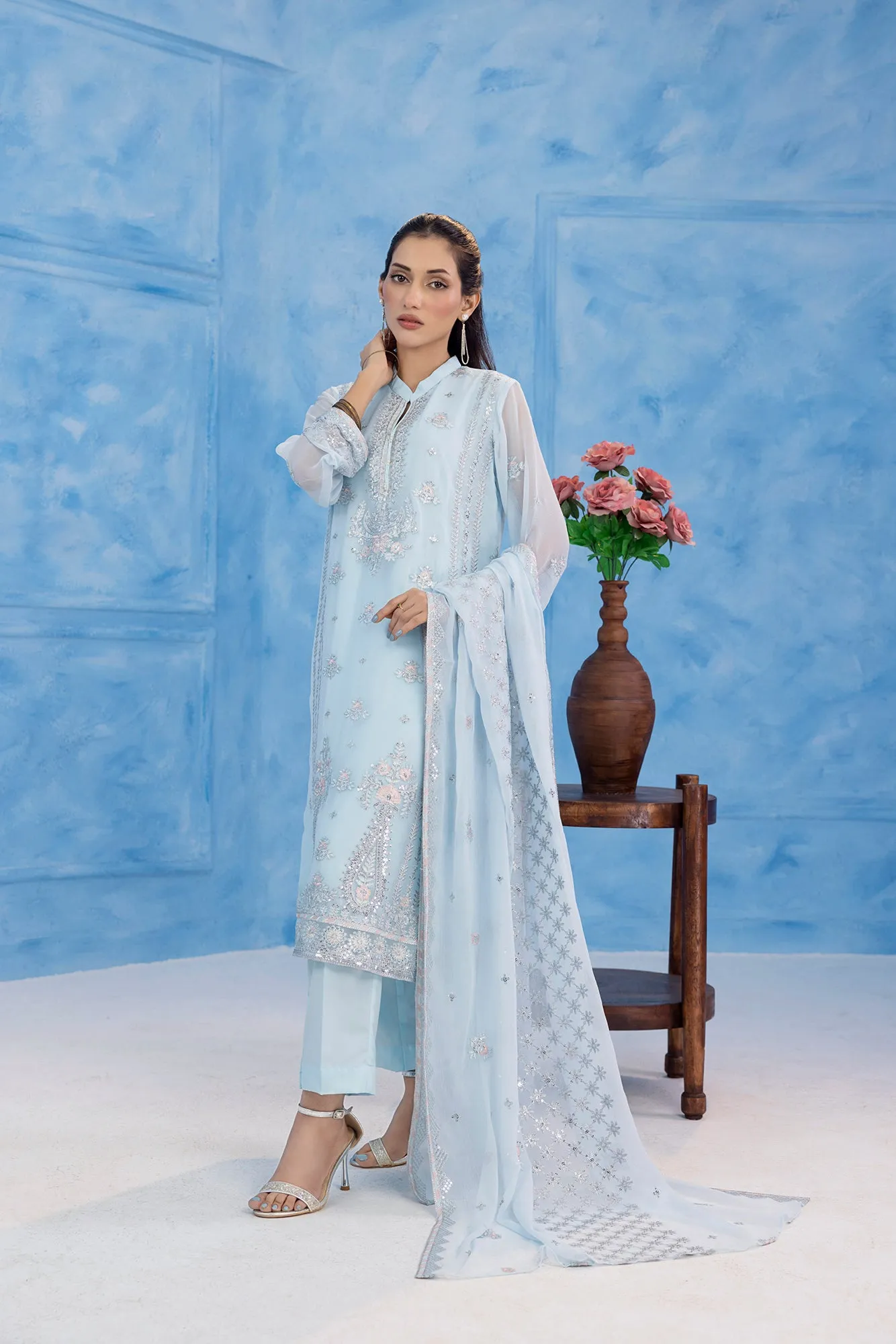 Classic Cham Embroidered stitched 3-piece