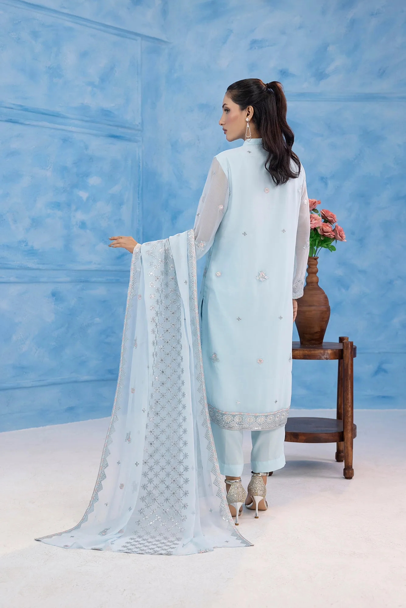 Classic Cham Embroidered stitched 3-piece