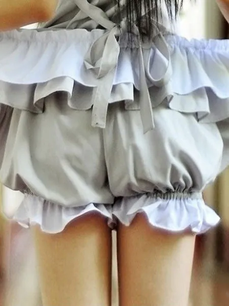 Classic Lolita Trousers Ruffles Two Tone Layered Blue Lolita Shorts
