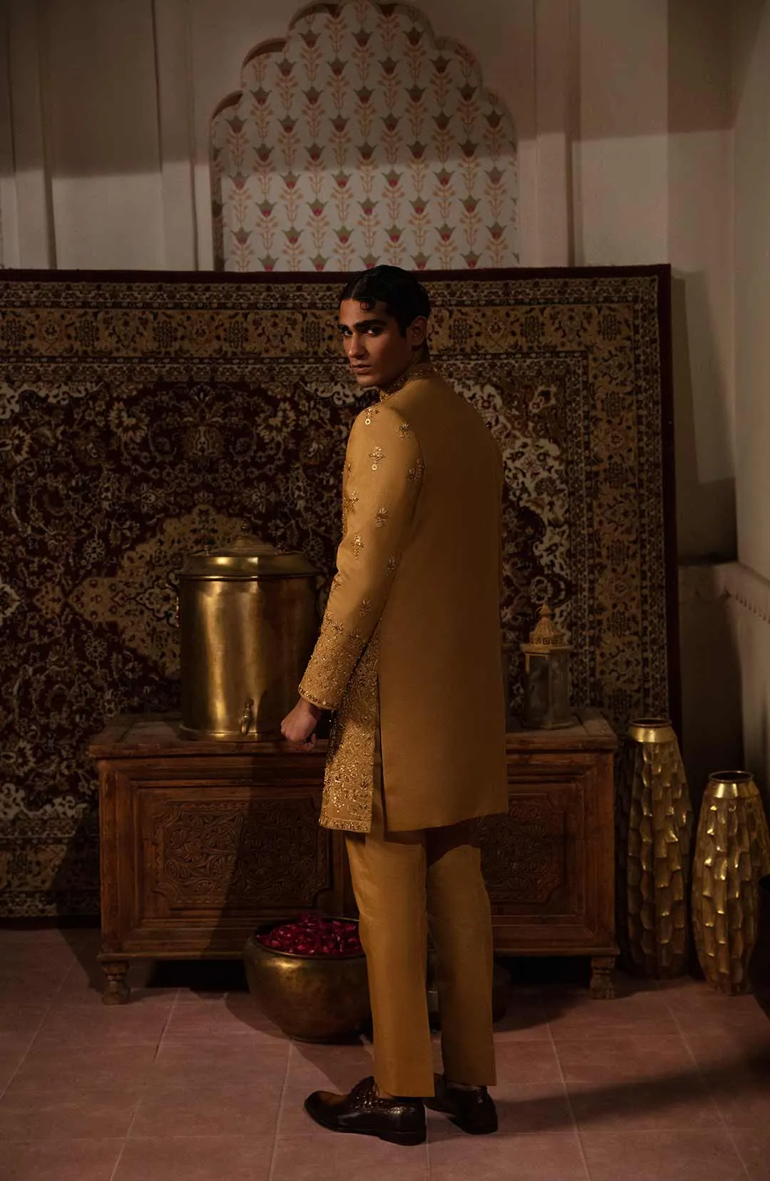 Classic Pakistani Men Sherwani and Trouser Groom Dress