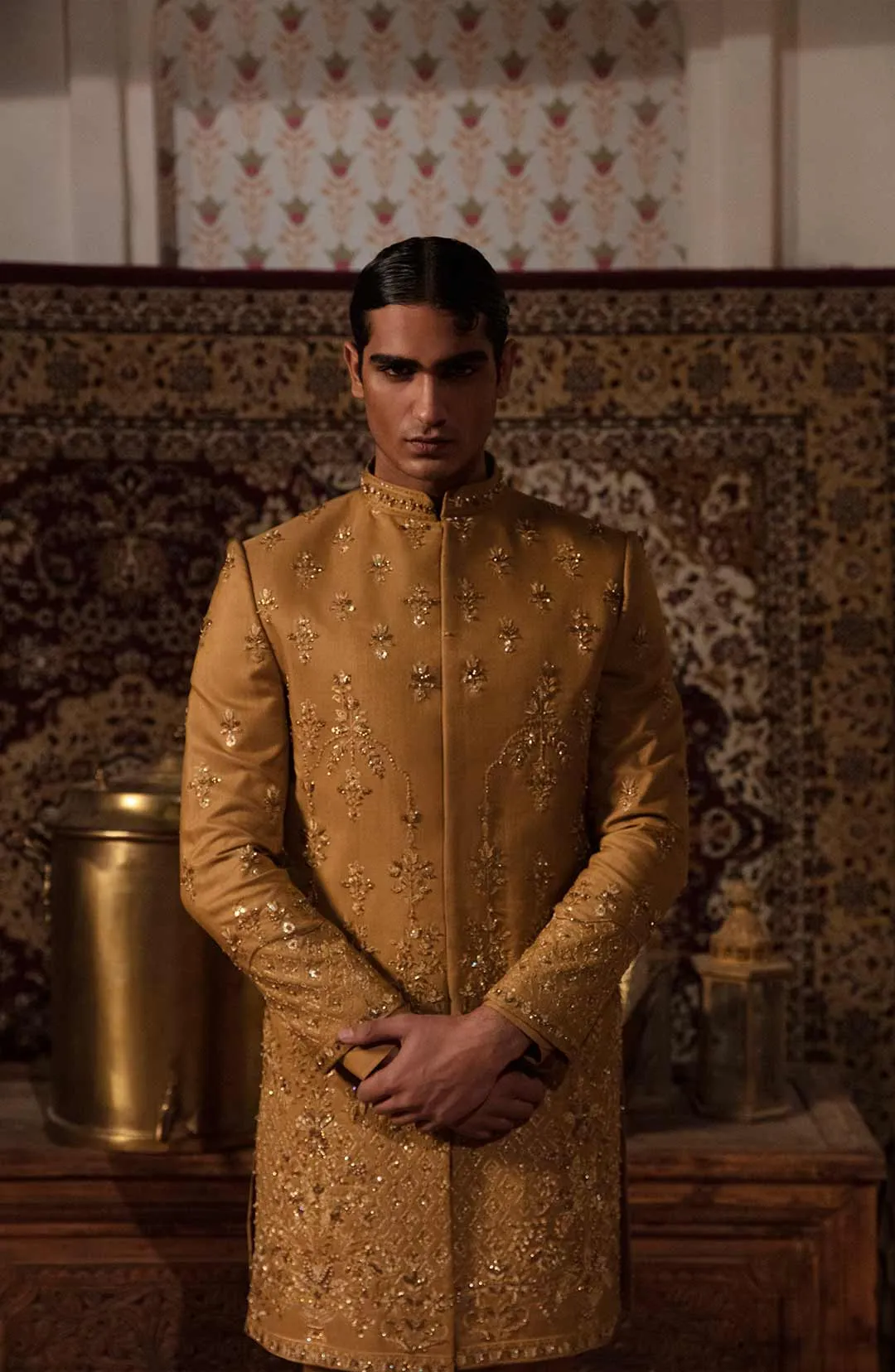 Classic Pakistani Men Sherwani and Trouser Groom Dress