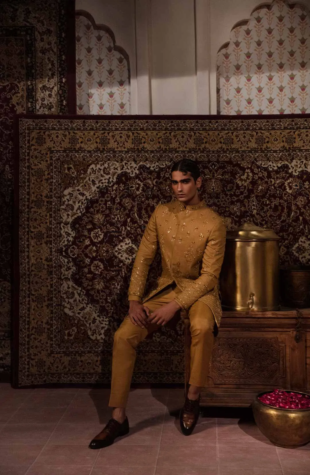 Classic Pakistani Men Sherwani and Trouser Groom Dress