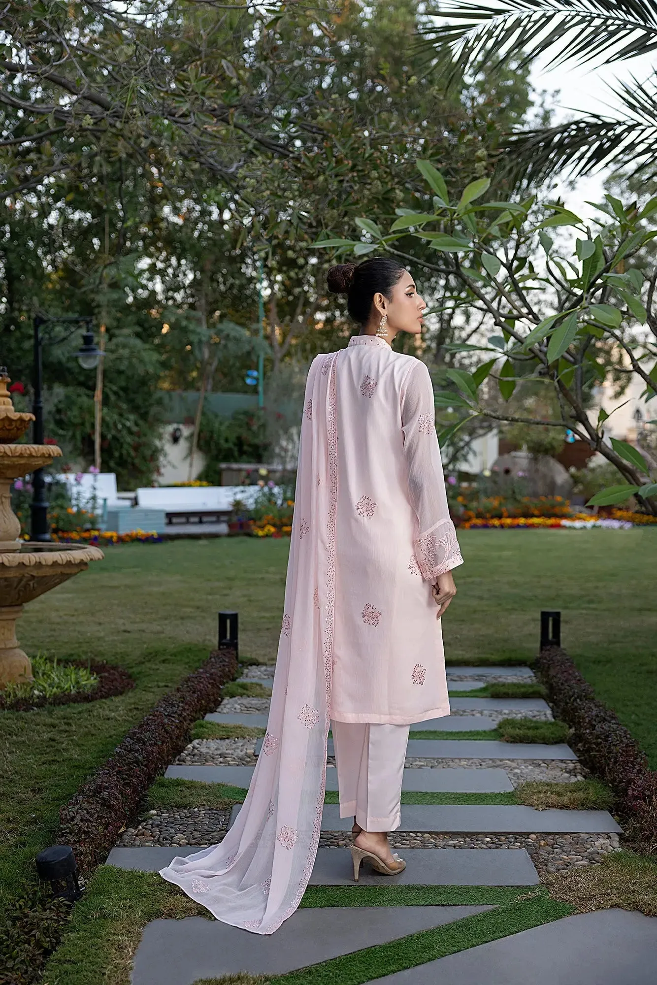 Classic Pink Embroidered stitched 3-piece