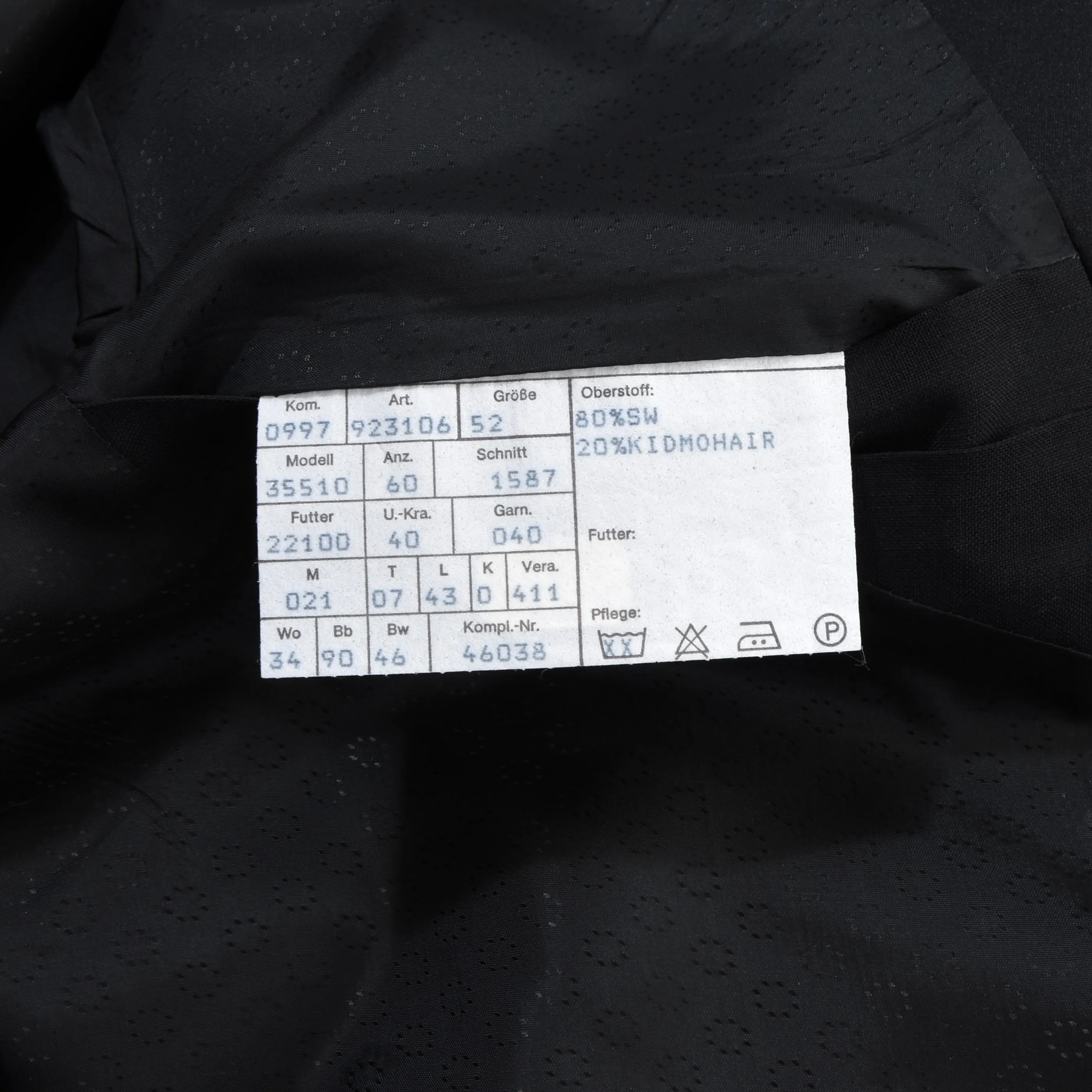 Classic Vintage Shawl Lapel 80% Wool 20% Mohair Tuxedo Size 52 - Black