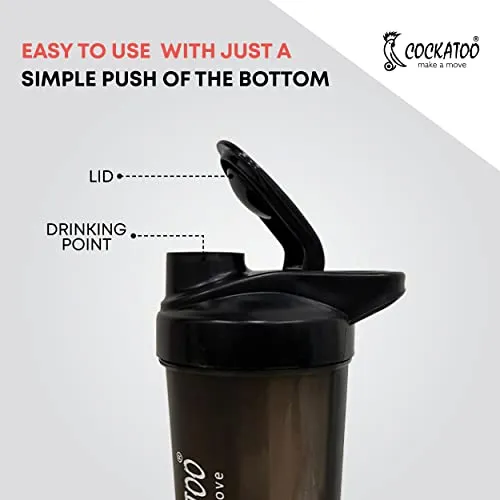 Cockatoo CS-01-Grey Shaker Bottle (Black, 700 Milliliters)