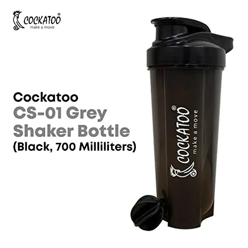 Cockatoo CS-01-Grey Shaker Bottle (Black, 700 Milliliters)