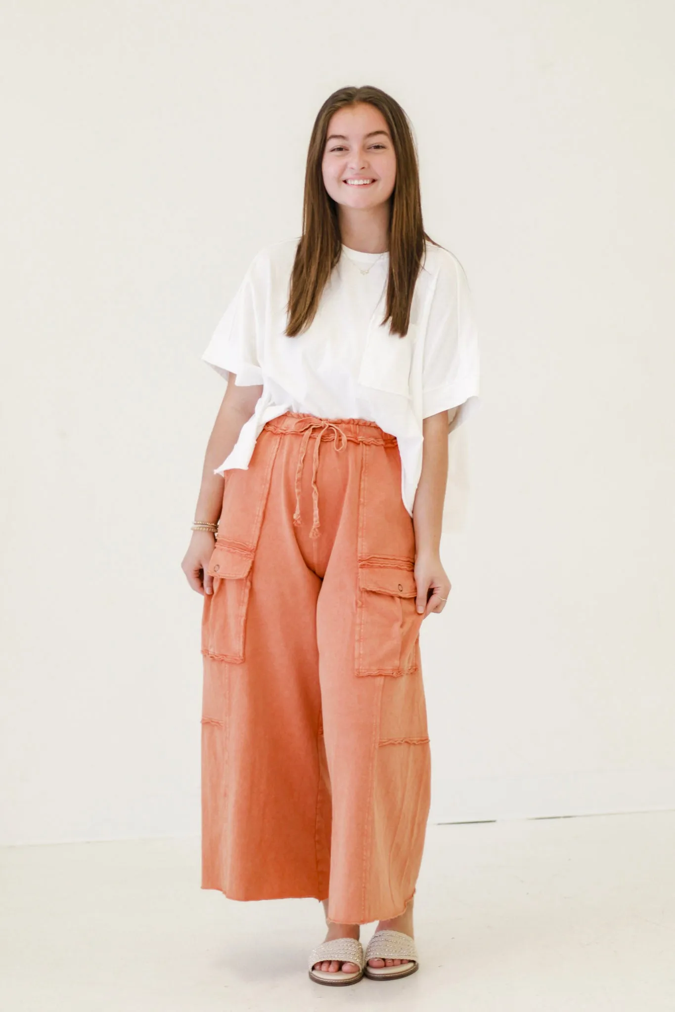 Crazy for You Wide Leg Pants in Faded Rust