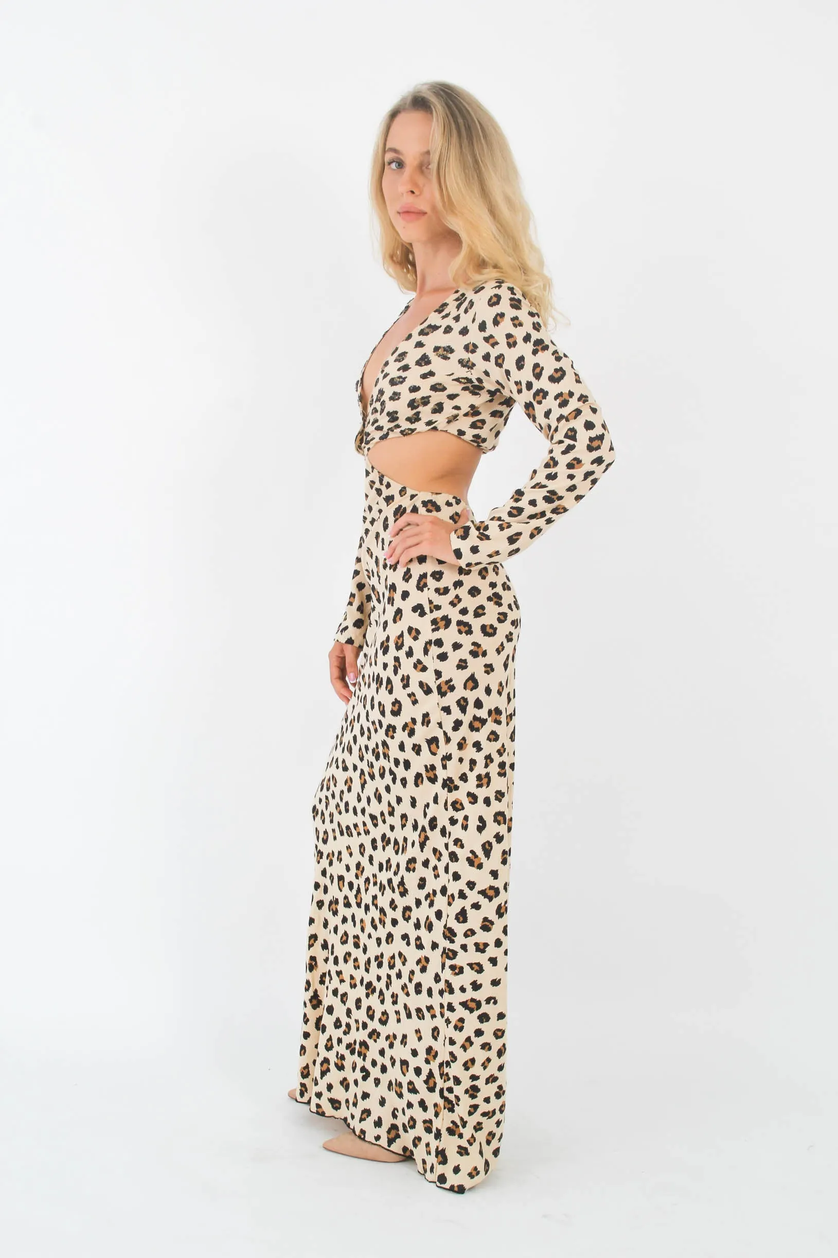 Cut Out Dress Animal Print
