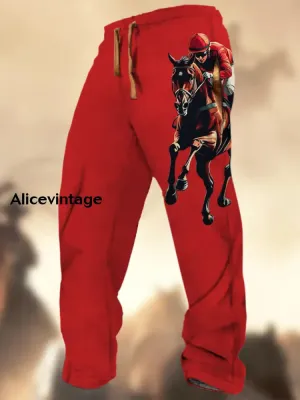 Derby Horse Art Print Casual Sweatpants