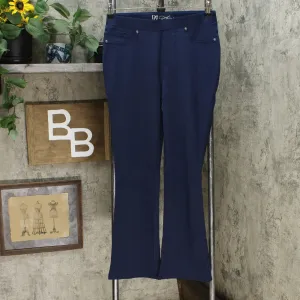 DG2 by Diane Gilman Pull On Stretch Ponte Boot Cut Pants Navy Petite Medium
