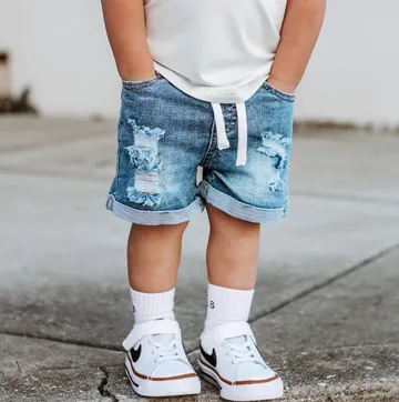 DISTRESSED DENIM SHORTS