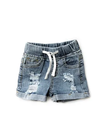 DISTRESSED DENIM SHORTS