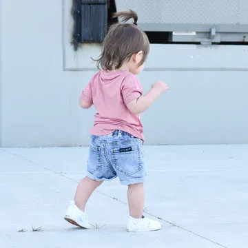 DISTRESSED DENIM SHORTS