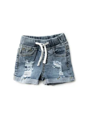 DISTRESSED DENIM SHORTS