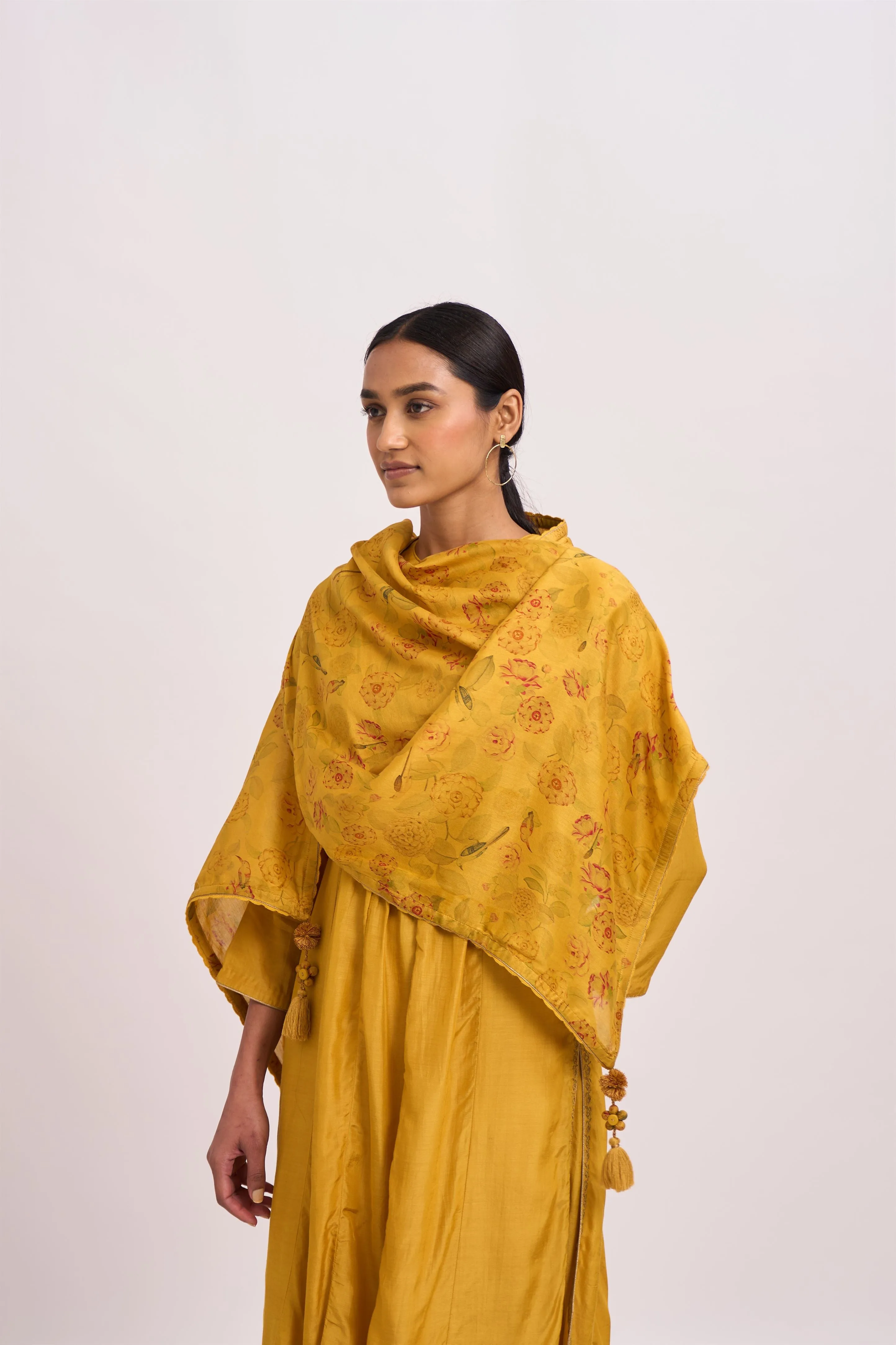 Dot   I   Aavni Maryah Kurta Set  Cotton Silk Kurta & Pant with Chanderi Scarf  Mustard SS24-PK-21