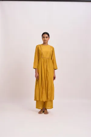 Dot   I   Aavni Maryah Kurta Set  Cotton Silk Kurta & Pant with Chanderi Scarf  Mustard SS24-PK-21