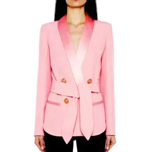 Double Breasted Blazer Ensemble with Metal Lion Head Buttons