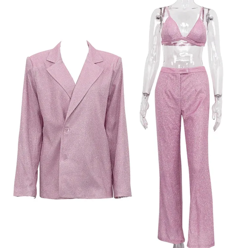 Dreamofthe90s Glitter Blazer Party Suit Set