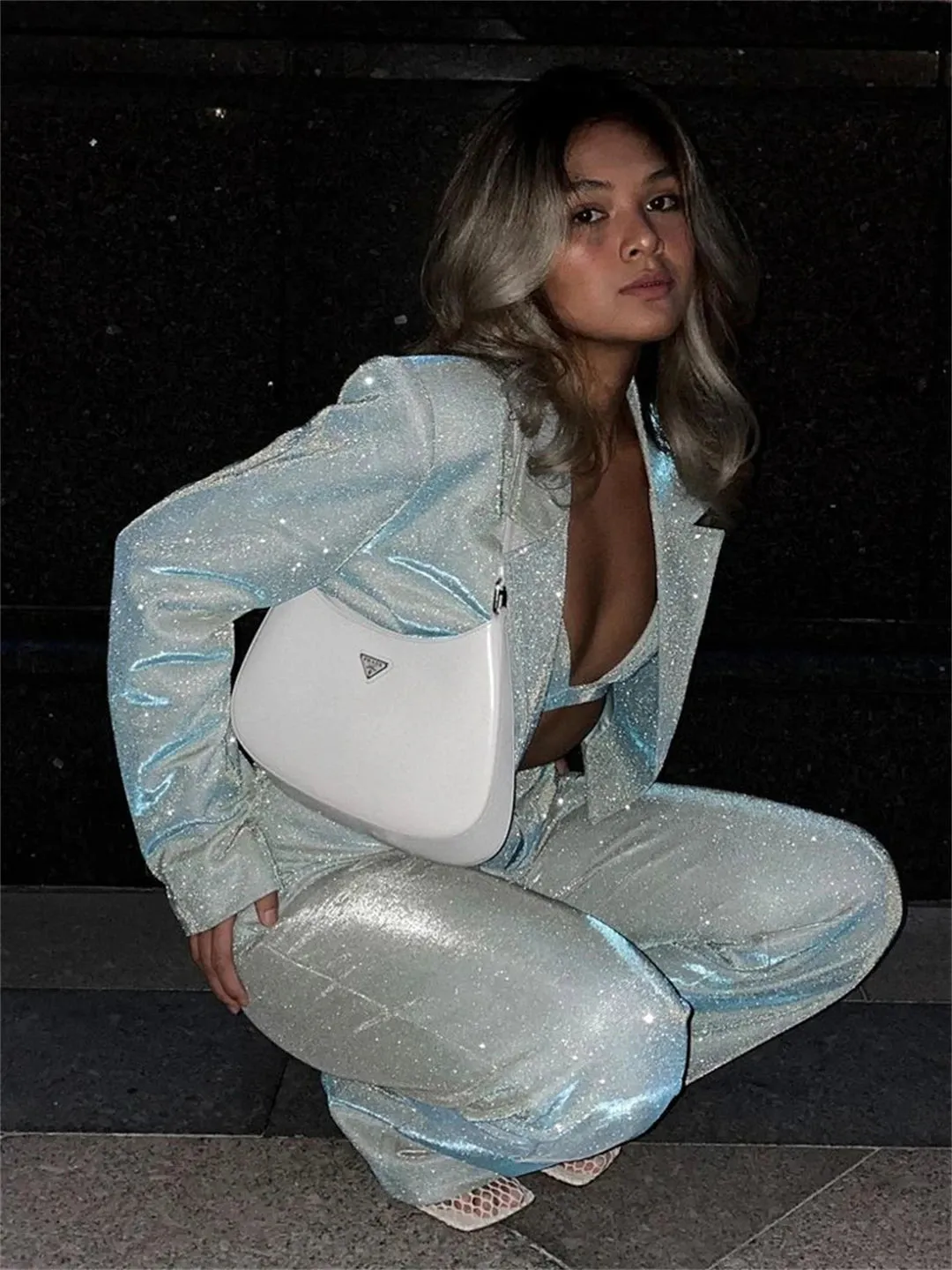 Dreamofthe90s Glitter Blazer Party Suit Set