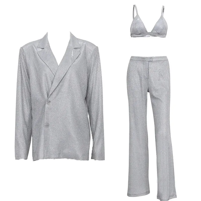 Dreamofthe90s Glitter Blazer Party Suit Set