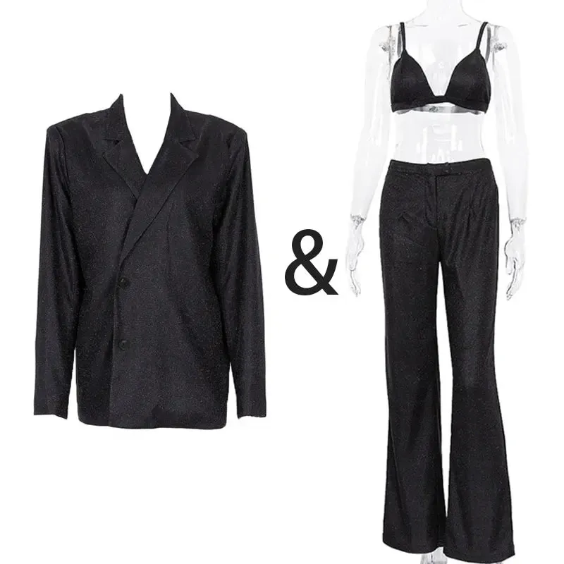 Dreamofthe90s Glitter Blazer Party Suit Set