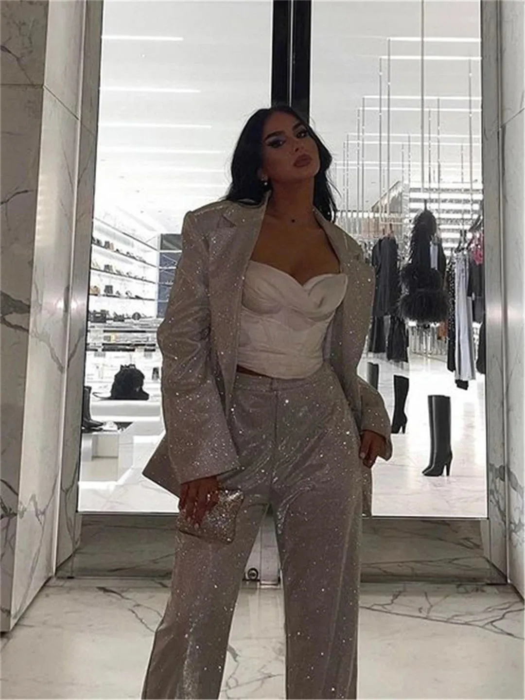 Dreamofthe90s Glitter Blazer Party Suit Set
