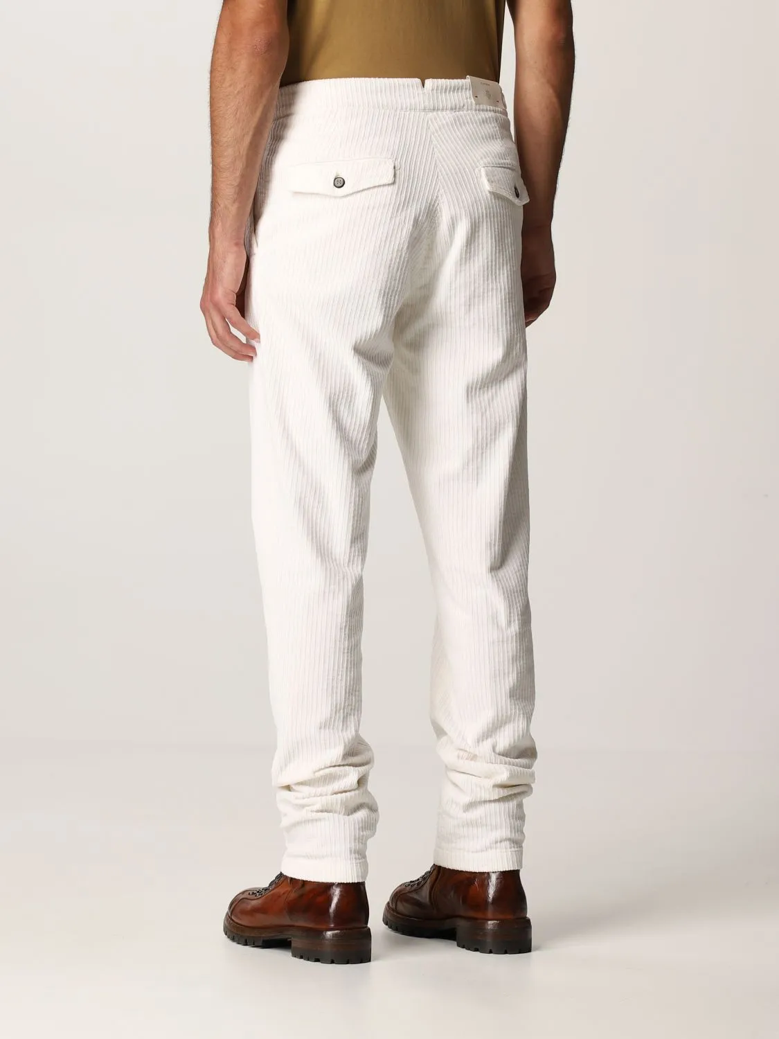ELEVENTY - *SIDE TAB* BELTED White Corduroy Dress Pants- 33W