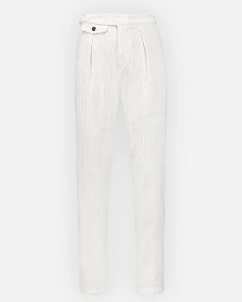 ELEVENTY - *SIDE TAB* BELTED White Corduroy Dress Pants- 33W