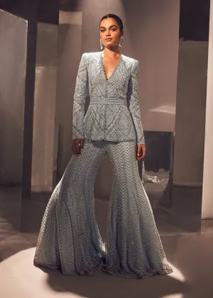 Esin iceblue cutwork sharara set