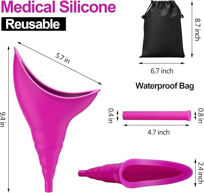 Female Urinal Device Camping Accessories urinal for women Travel Essentials, Portable Urinal Silicone Pee Funnel for Women, Reusable Outdoor Hiking Camping Toilet Gadgets Camper Gifts for Women