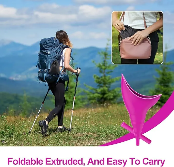 Female Urinal Device Camping Accessories urinal for women Travel Essentials, Portable Urinal Silicone Pee Funnel for Women, Reusable Outdoor Hiking Camping Toilet Gadgets Camper Gifts for Women