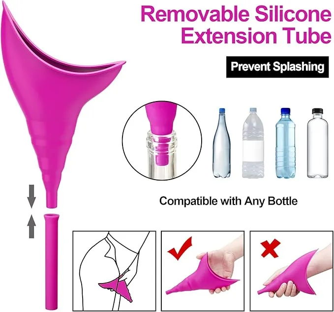 Female Urinal Device Camping Accessories urinal for women Travel Essentials, Portable Urinal Silicone Pee Funnel for Women, Reusable Outdoor Hiking Camping Toilet Gadgets Camper Gifts for Women