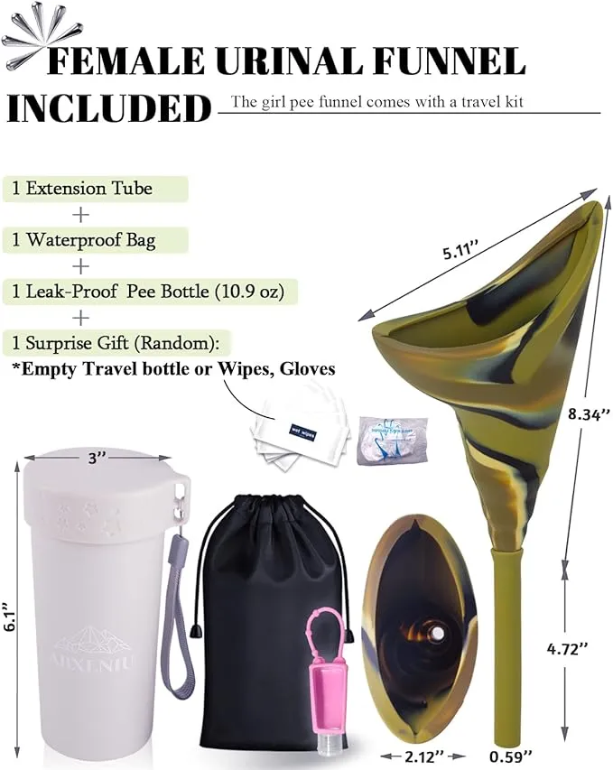 Female Urination Device with Cup, Female Urinals Portable Pee Funnel for Women - Standing Up to Pee Anywhere, Womens Pee Funnel Camping/Hiking Gear Gifts for Women