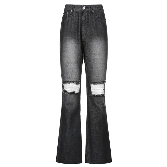 Flare Jeans For Girls Female 2020 Casual Women's Vintage Denim Pants High Waisted Trouser