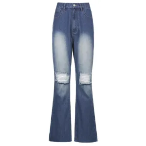 Flare Jeans For Girls Female 2020 Casual Women's Vintage Denim Pants High Waisted Trouser