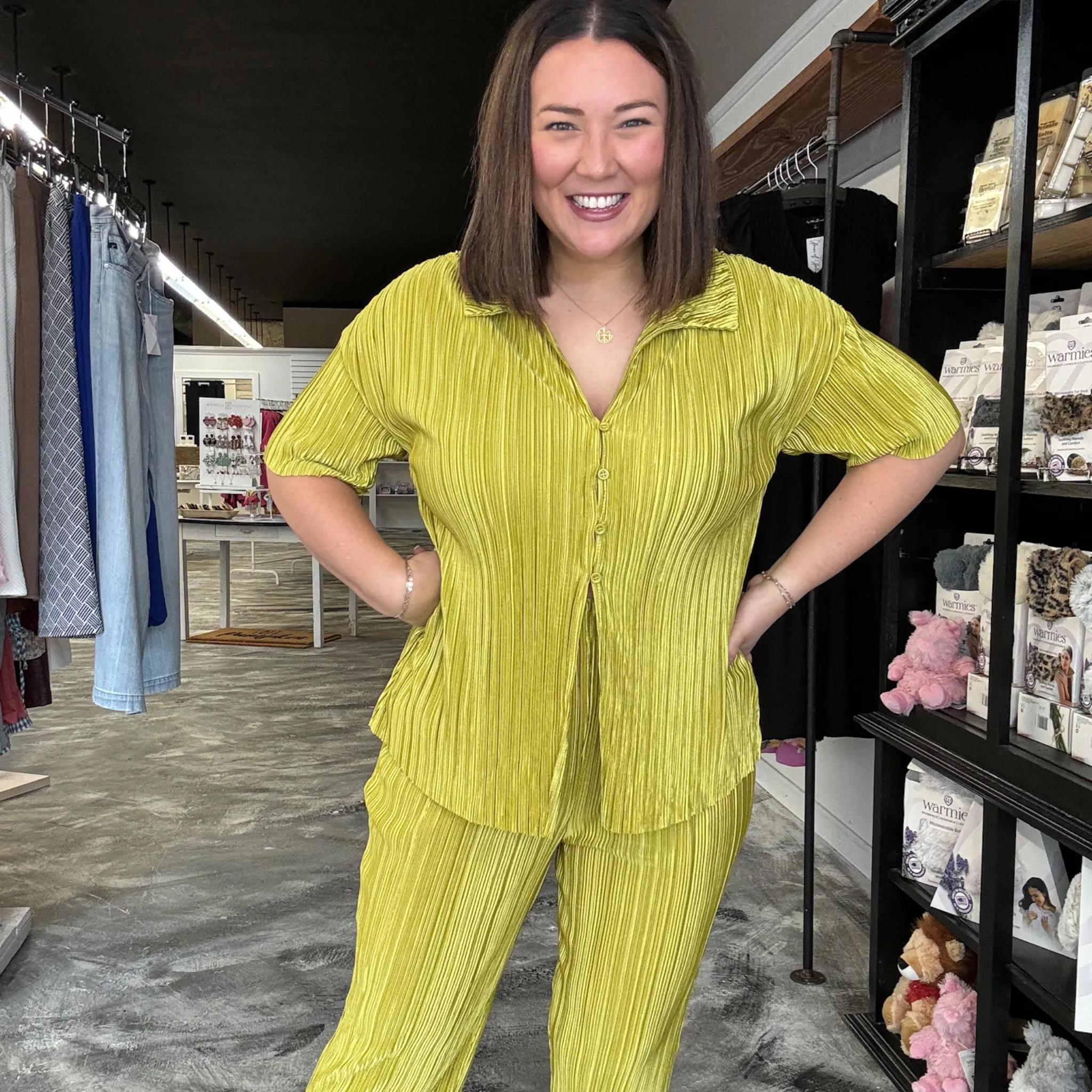 Florida Keys Cutie Lime Pleated Set