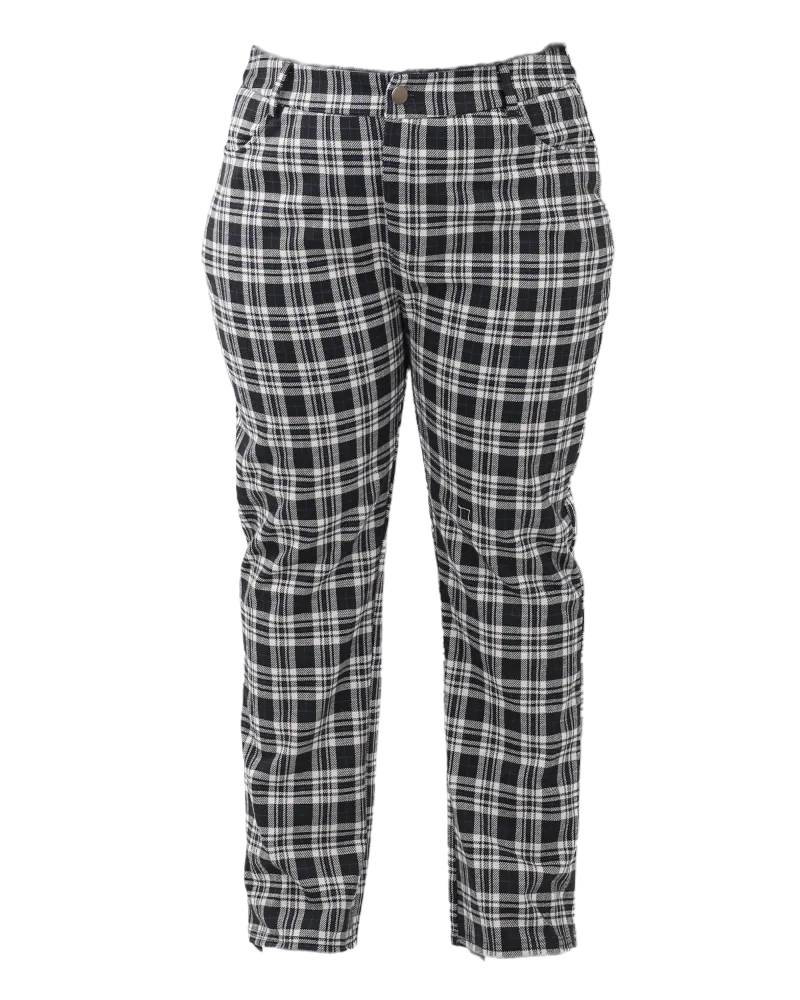 Flowing Flare Plaid Trousers - Black