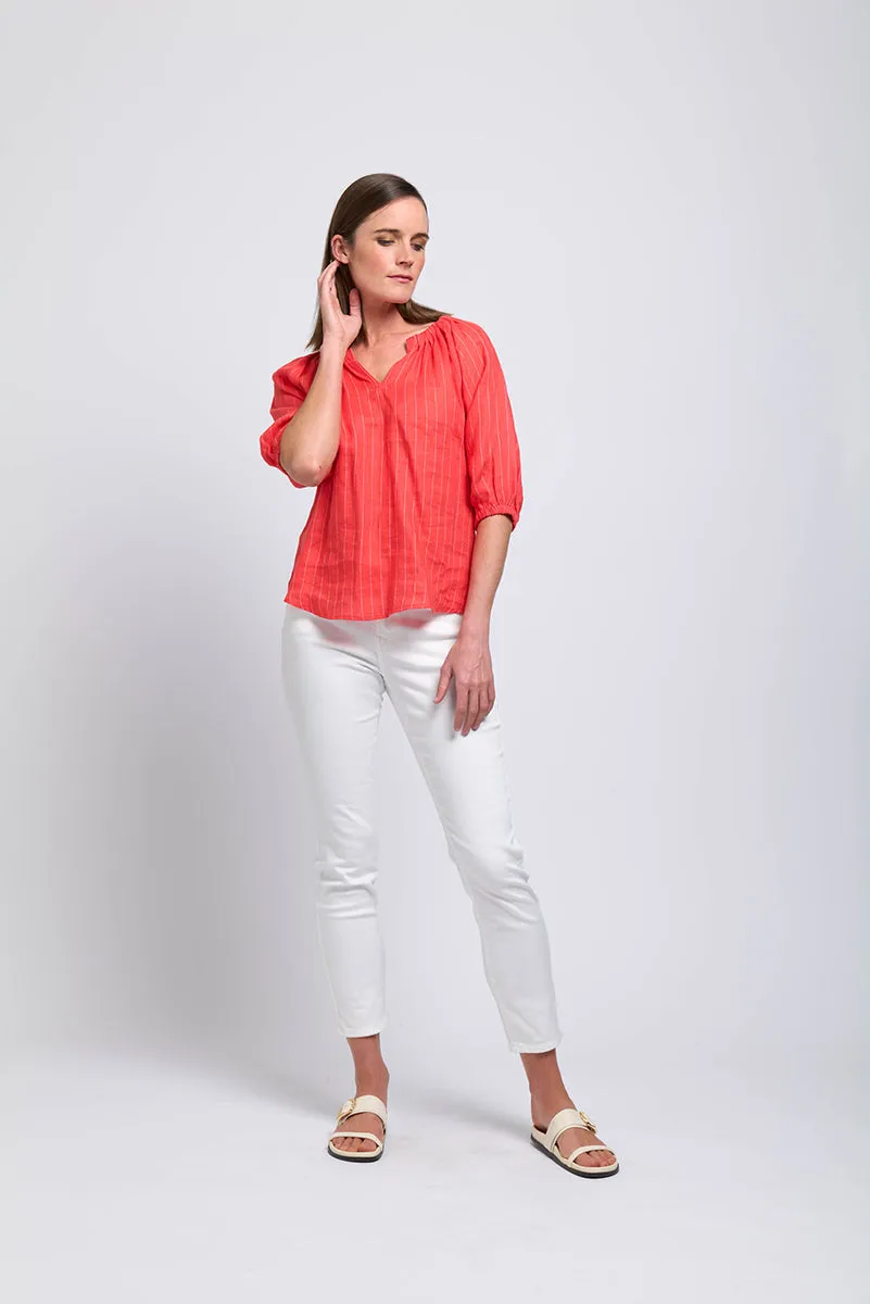 Foil top in Papaya stripe