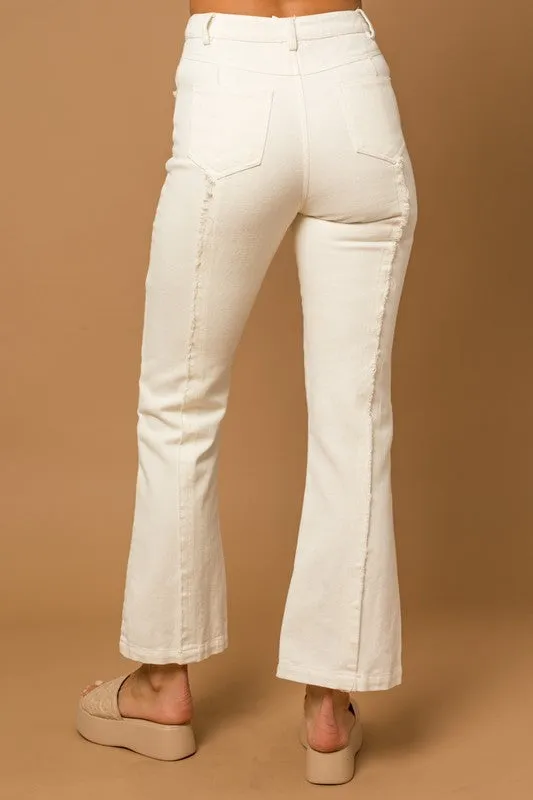 FRAYED HEM FLARE PANTS