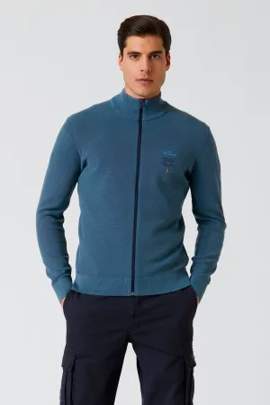 Full-zip Cotton and Tencel Sweater