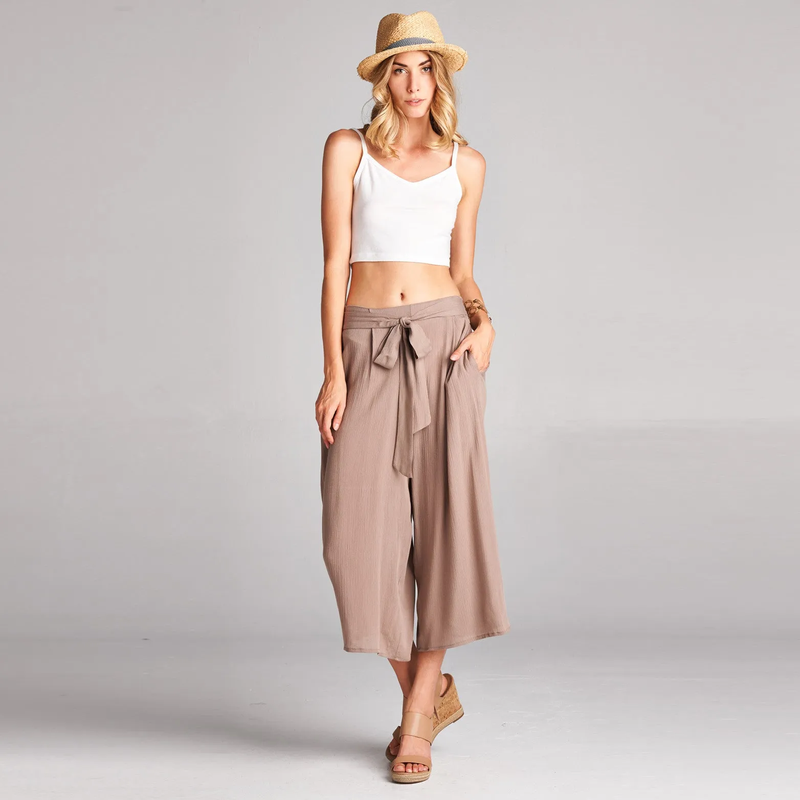 Gauze Culottes With Pockets