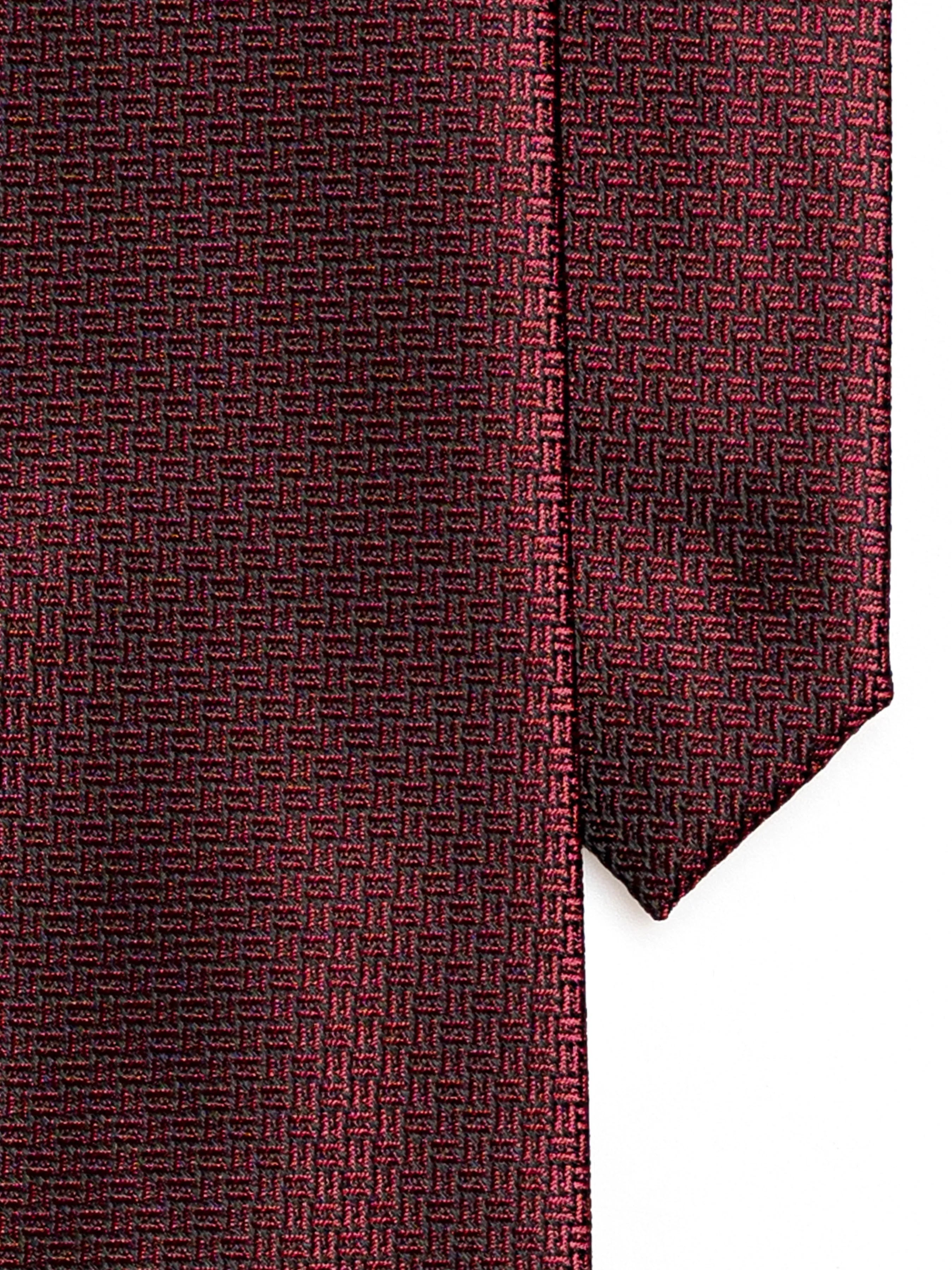 Geometric Tie - Burgundy with Mini Double Weave