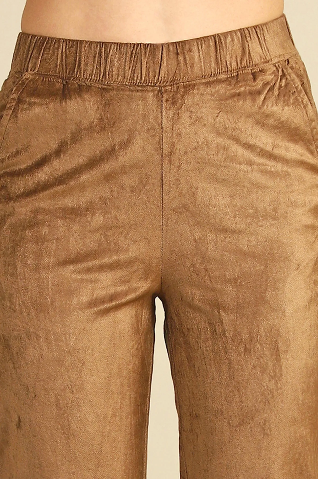 Gold Solid Straight Pants