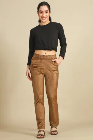 Gold Solid Straight Pants