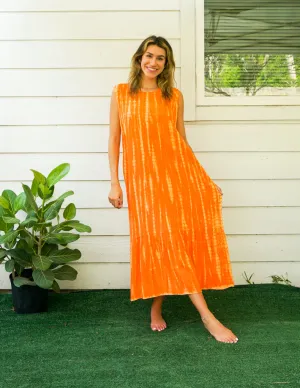 Golden Glow Tie Dye Tiered Dress