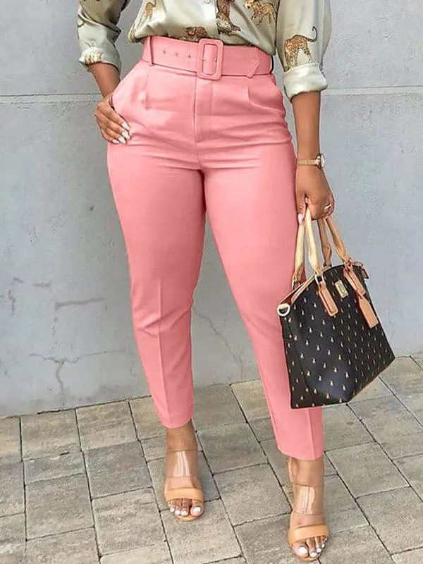 Gorgeousladie Solid Belted Pants