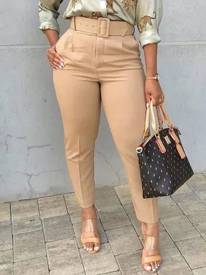 Gorgeousladie Solid Belted Pants