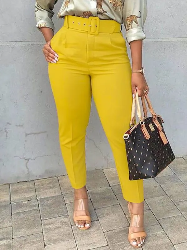 Gorgeousladie Solid Belted Pants