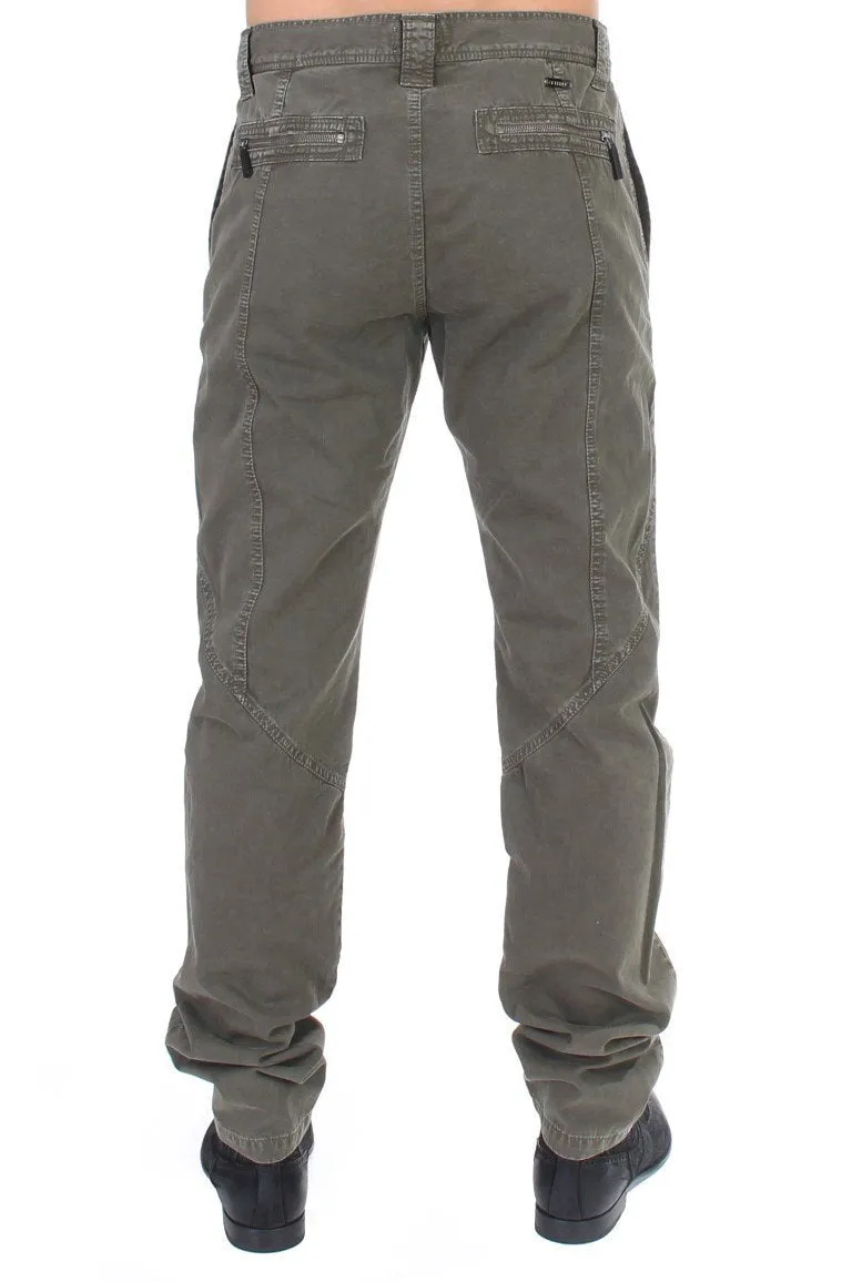 Green Cotton Straight Fit Chinos Pants